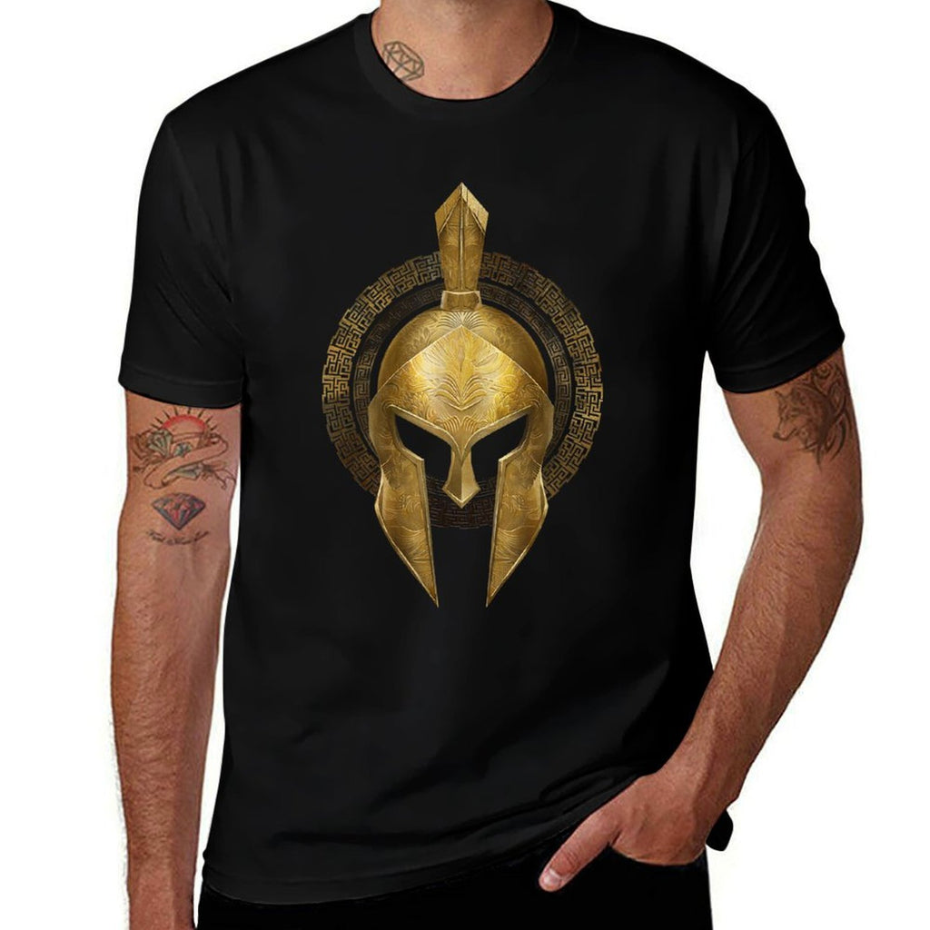 Spartan Helmet Warrior Gold Gladiator Sparta Greek Gym  Quick-drying T-Shirt