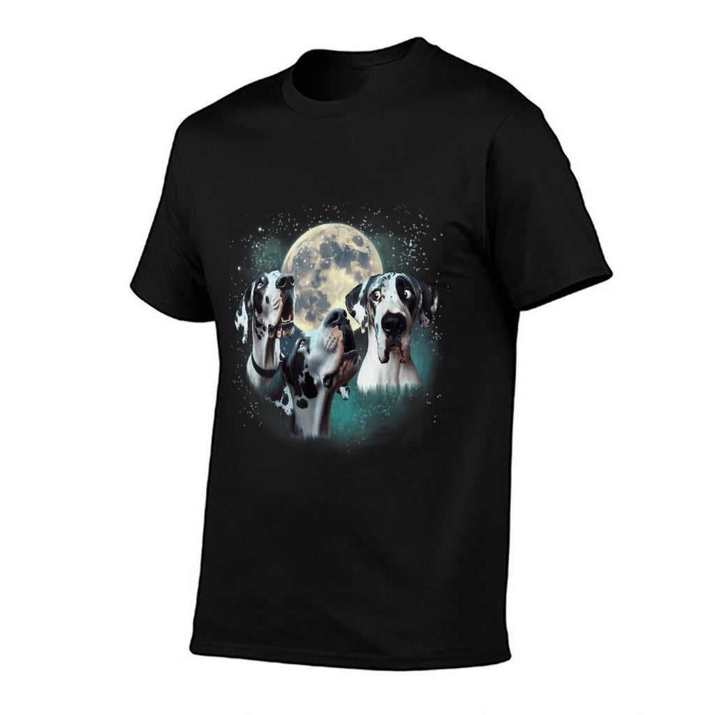 Funny Three Dog Moon, 3 Harlequin Great Dane, Weird Meme Men Women Kids  Heathered Texture T-Shirt