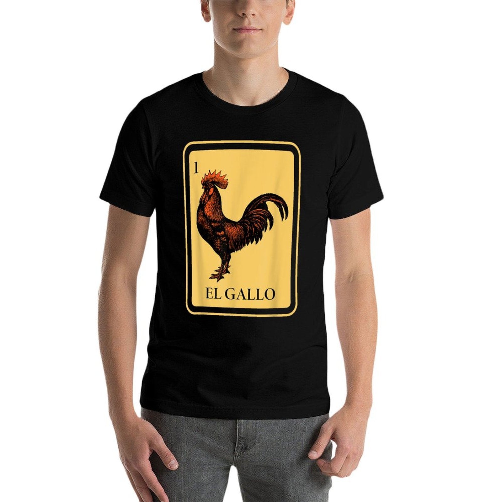 Mexican El Gallo Bingo Card Game Traditional Rooster  Polyester Blend T-Shirt
