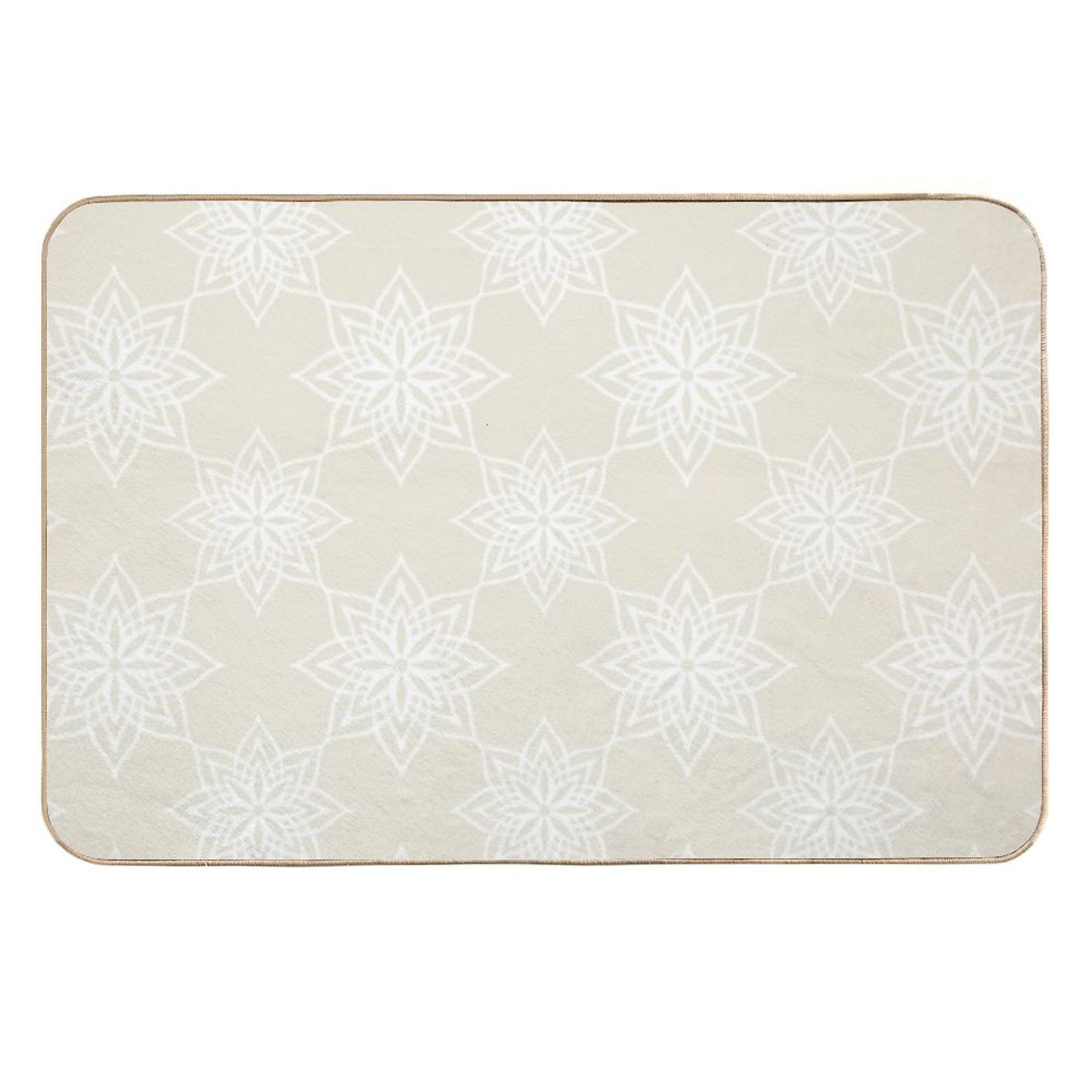 Lace Snowflakes on Cream  Easy To Clean Bath Mat