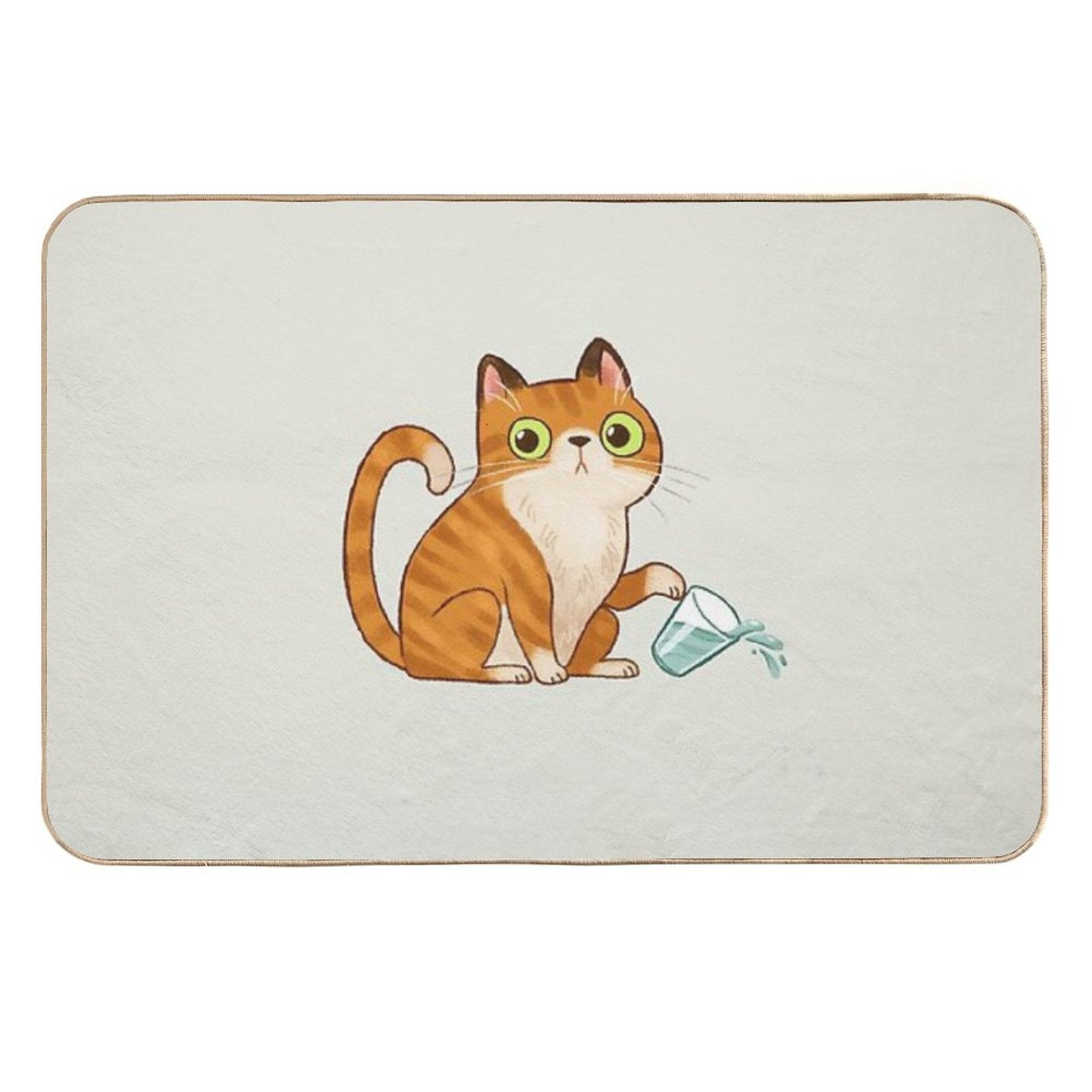 Cat Tipping Glass  Stain-Proof Bath Mat