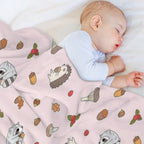 Woodland Animals Pattern, Hedgehog And Raccoon Pattern Compact Throw Blanket