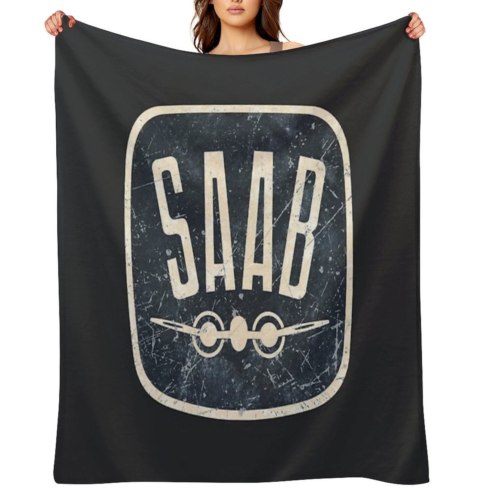 SAAB Car Vintage Retro Logo Travel-friendly Throw Blanket