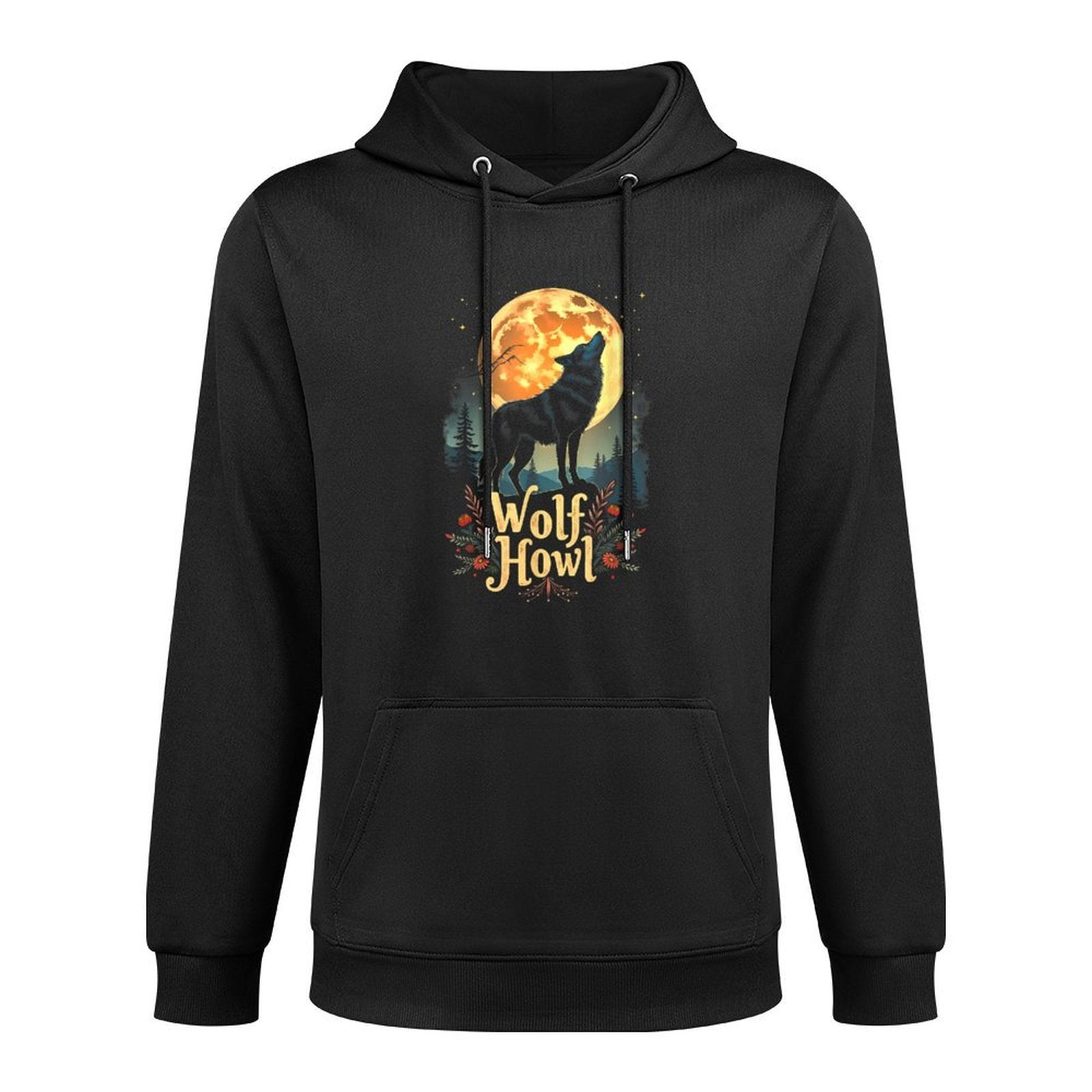 Wolf Howl Moon Graphic - Forest Animals Men’s Women’s Moisture-Wicking Hoodie