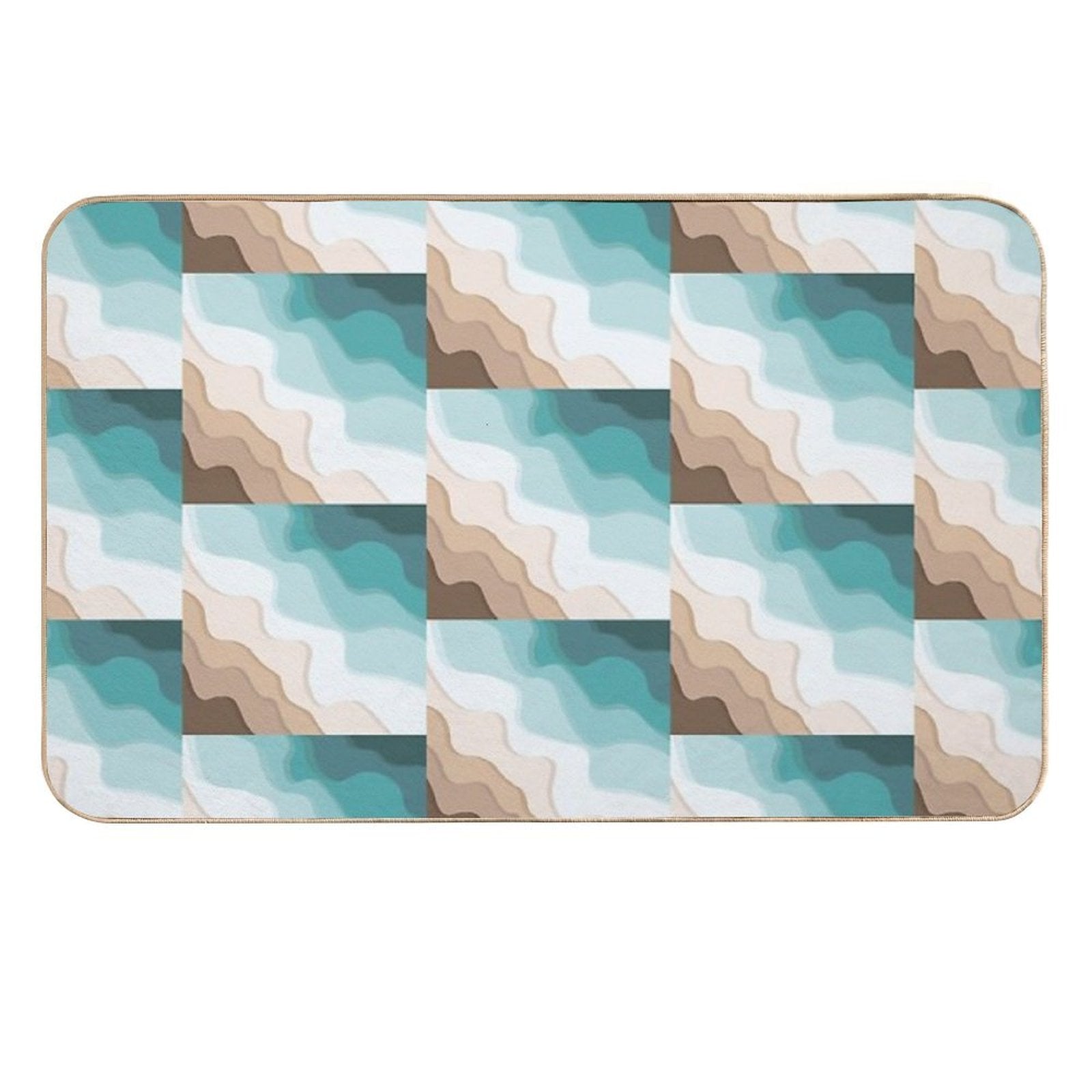 Modern Paper Cut Waves  Toxin-Free Bath Mat