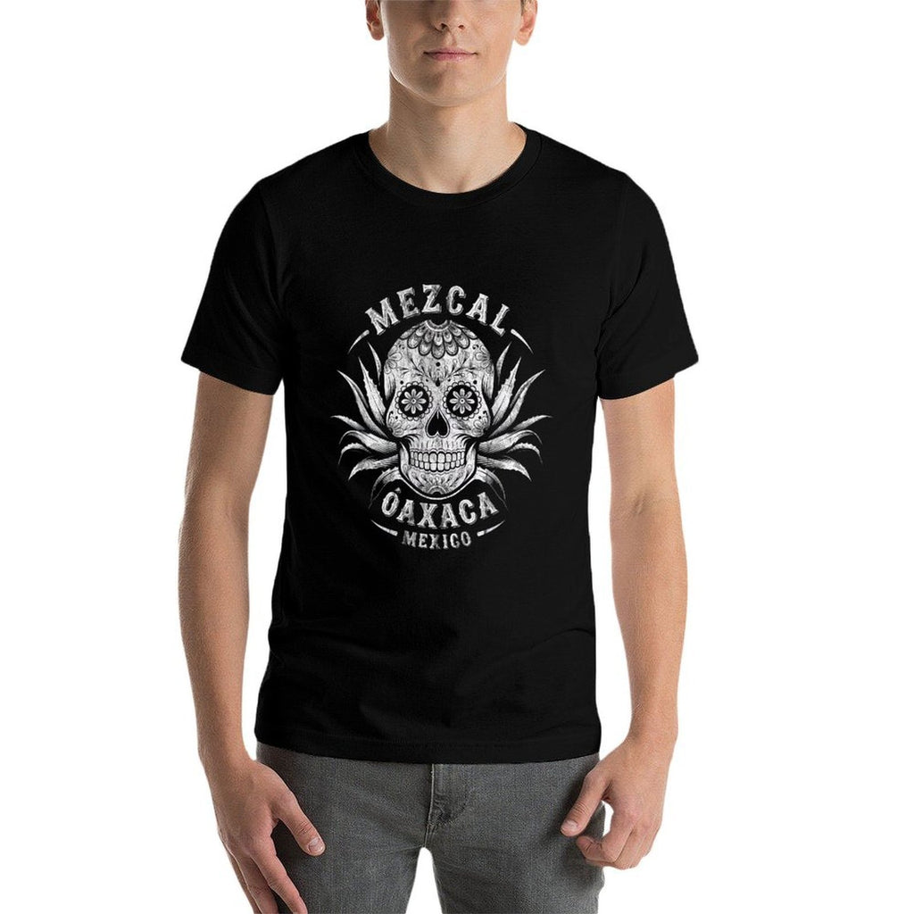 Mezcal Tequila Helps Vintage Skull Oaxaca Gifts Unisex-Adults Black Small Classic Fit Crew Neck Sugar Skull Skull Theme Vintage  Wrinkle-resistant T-Shirt