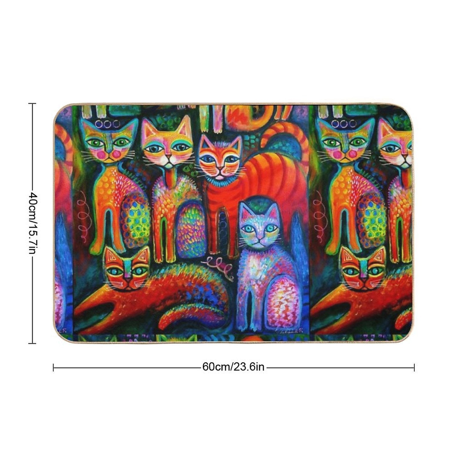 Colourful Kittens  Fade-Resistant Bath Mat