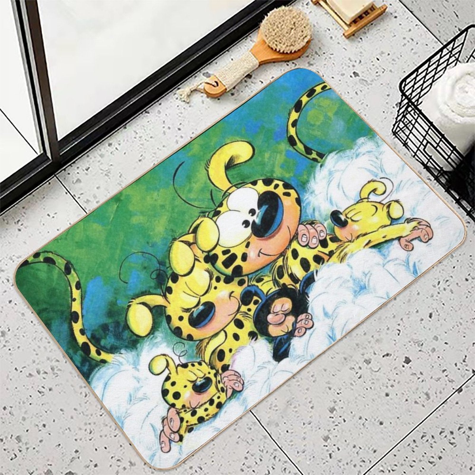 Marsupilami with Family Sleeping  Absorbent Bath Mat