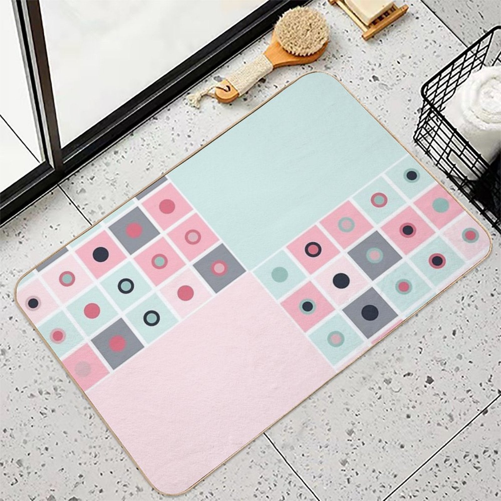 Spotted Geometric Pattern  Long-Lasting Bath Mat