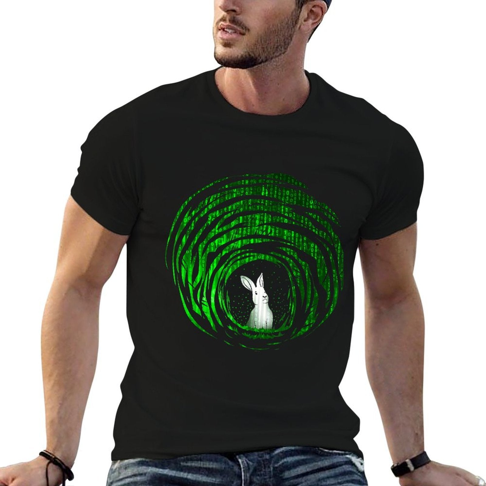 Conspiracy Theories Green Vortex Hole With Rabbit  Slim-fit Cut T-Shirt