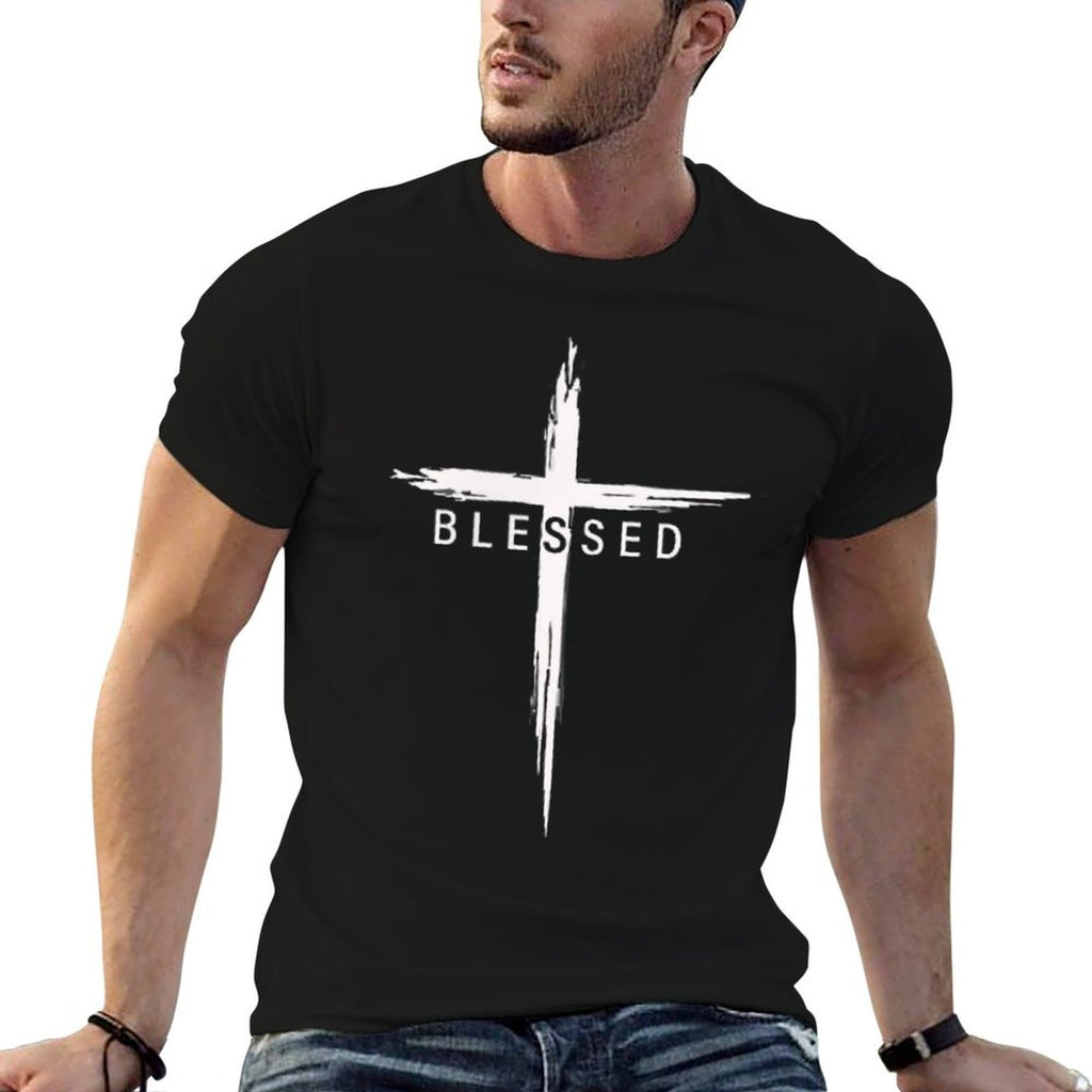 Graphic Christian Cross Jesus Christ Men Women Blessed  Tagless Design T-Shirt