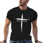 Graphic Christian Cross Jesus Christ Men Women Blessed  Tagless Design T-Shirt