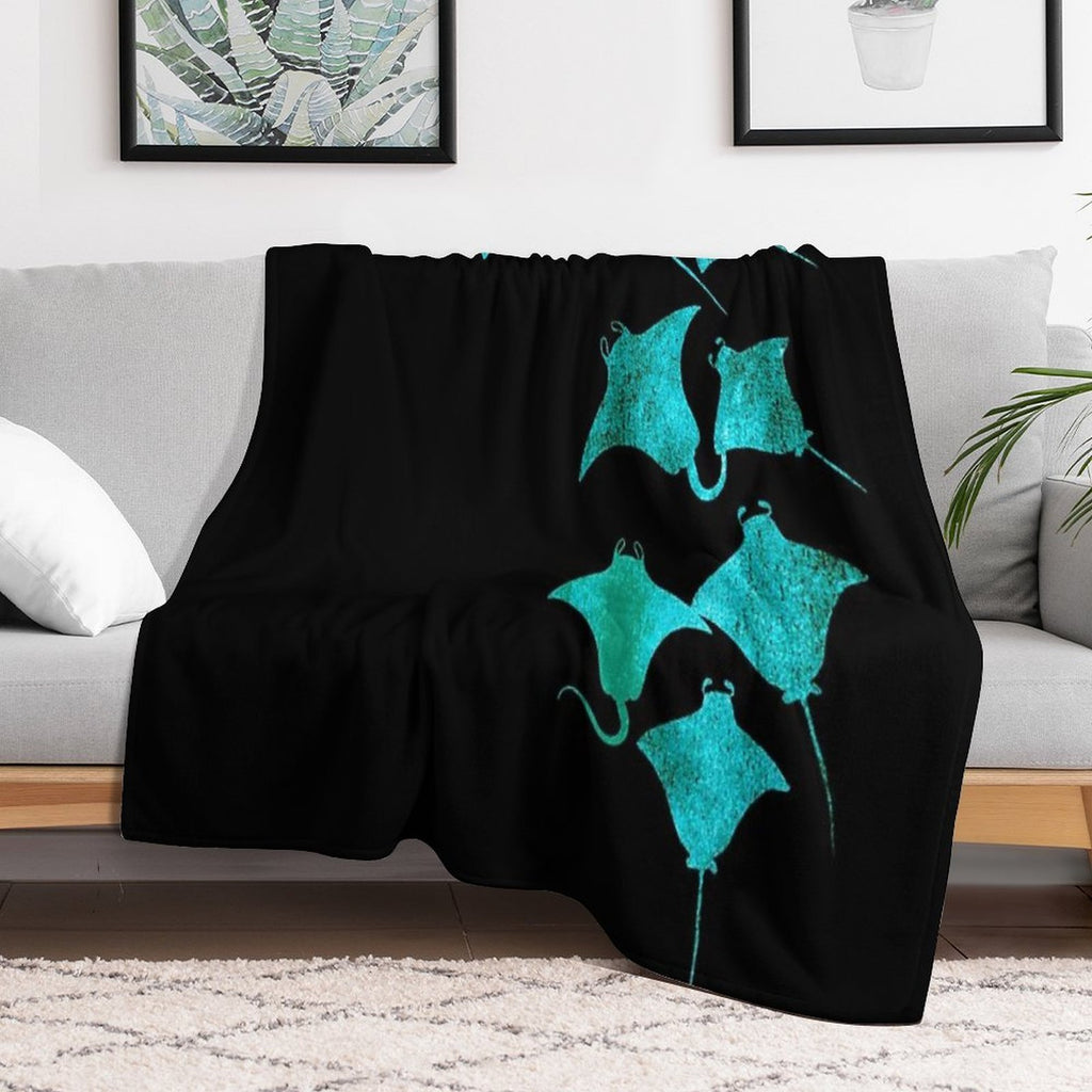 Blue Stingrays Wrinkle-free Throw Blanket