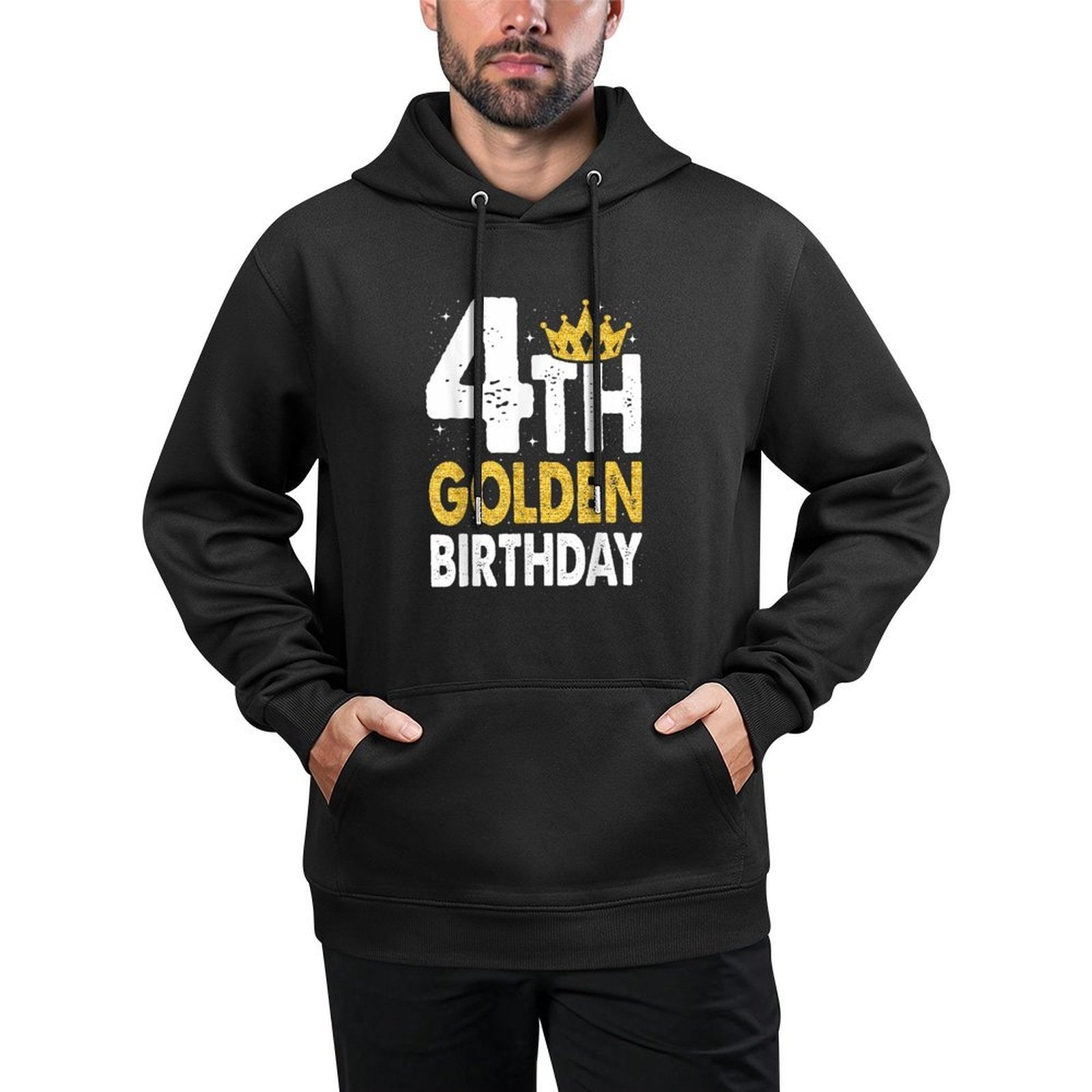 Kids 4th Golden Birthday Year Age Crown Shape Retention Hoodie