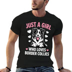 Cute Border Collie Art For Women Girls Border Collie Lover  Trendy Pattern T-Shirt