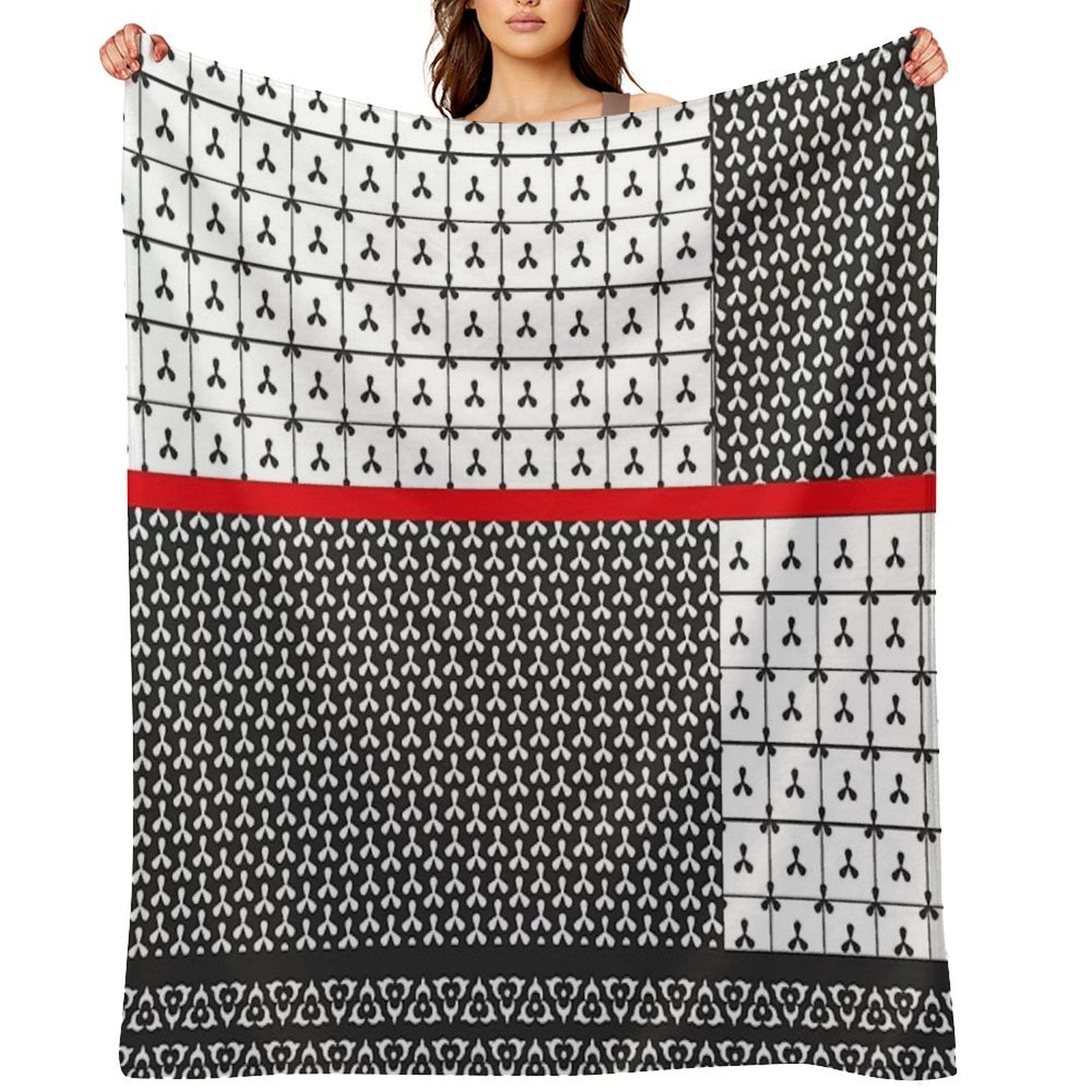 Shibori Japanese Geometric Motif Patchwork Anti-pilling Throw Blanket