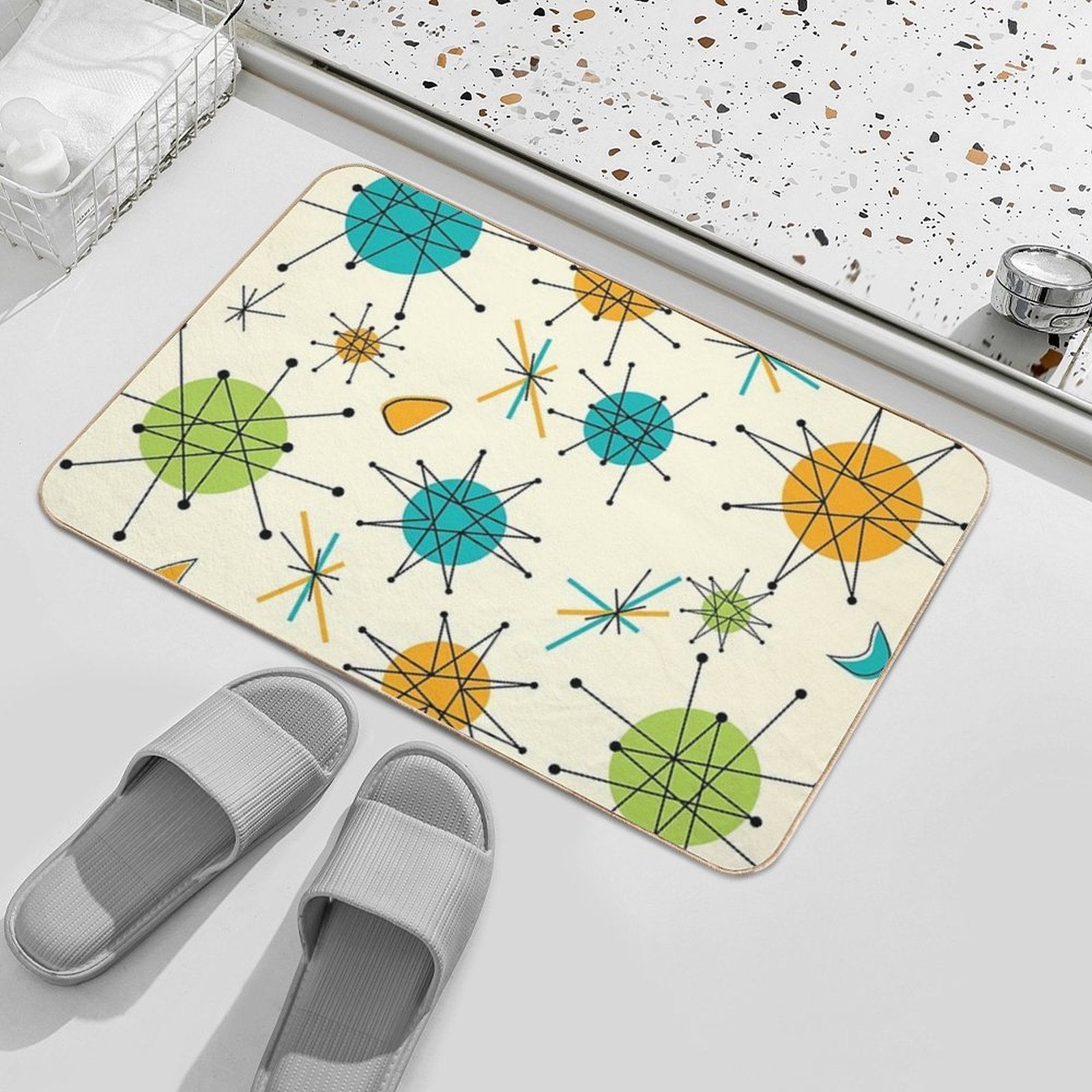 1950s Atomic Retro Pattern  Odorless Bath Mat