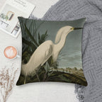Snowy Heron Or White Egret from Audubon Birds of America Soft Multiple Sizes Throw Pillow