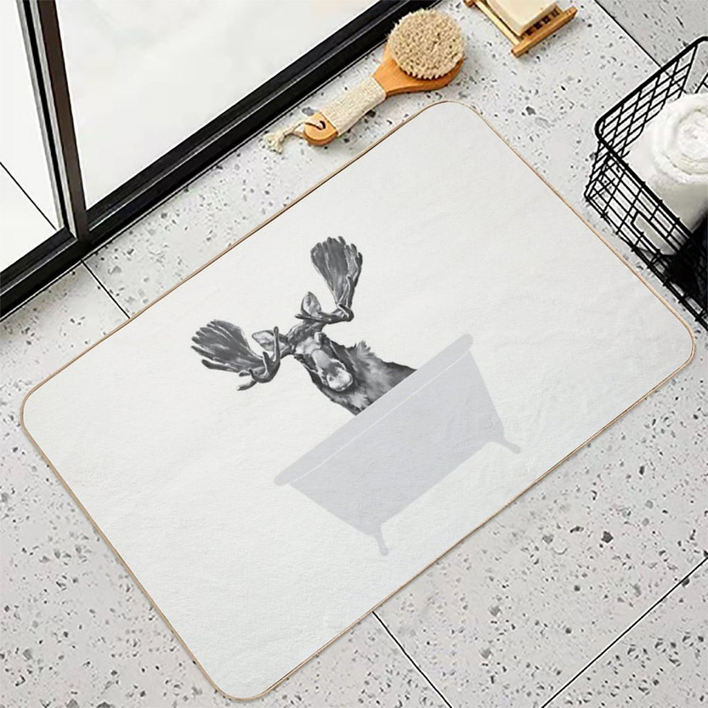 Vintage Moose in Bathtub  Pet-Safe Bath Mat