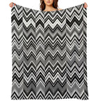 Black And White Modern Herringbone Pattern Travel-friendly Throw Blanket