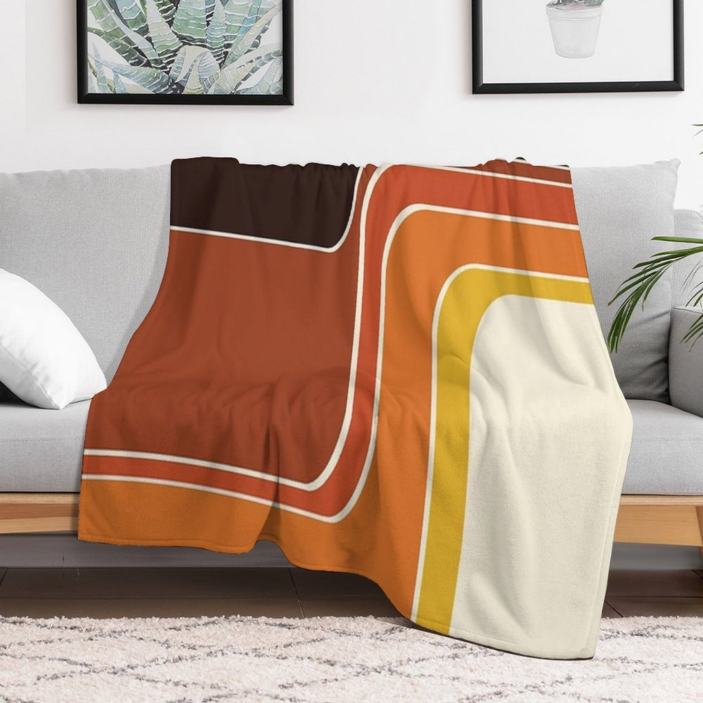 Retro Zig Zag Meets 1970s Orange Travel-friendly Throw Blanket