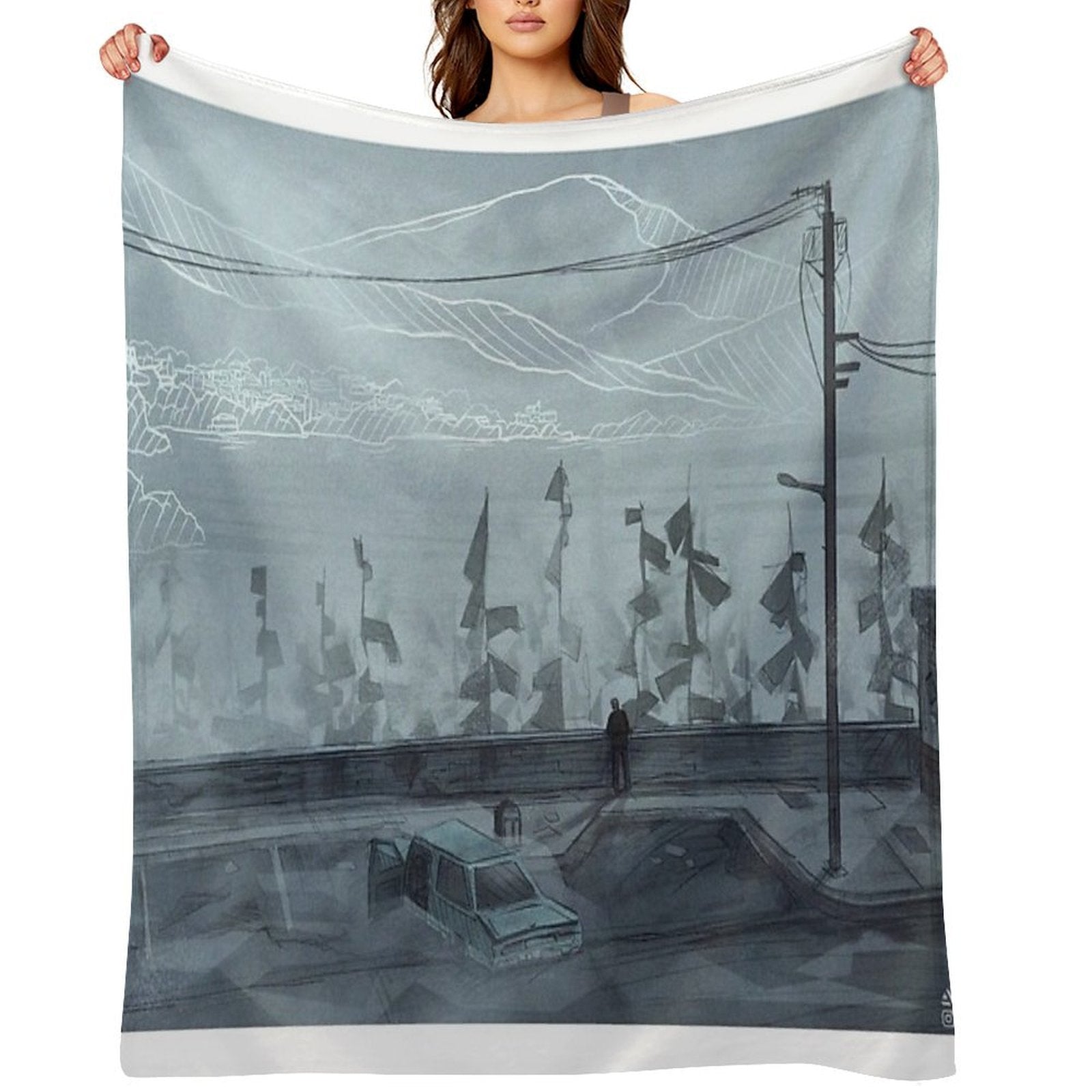 Toluca Lake - Silent Hill Fanart - Art by Eliott Sontot Eco-conscious Throw Blanket