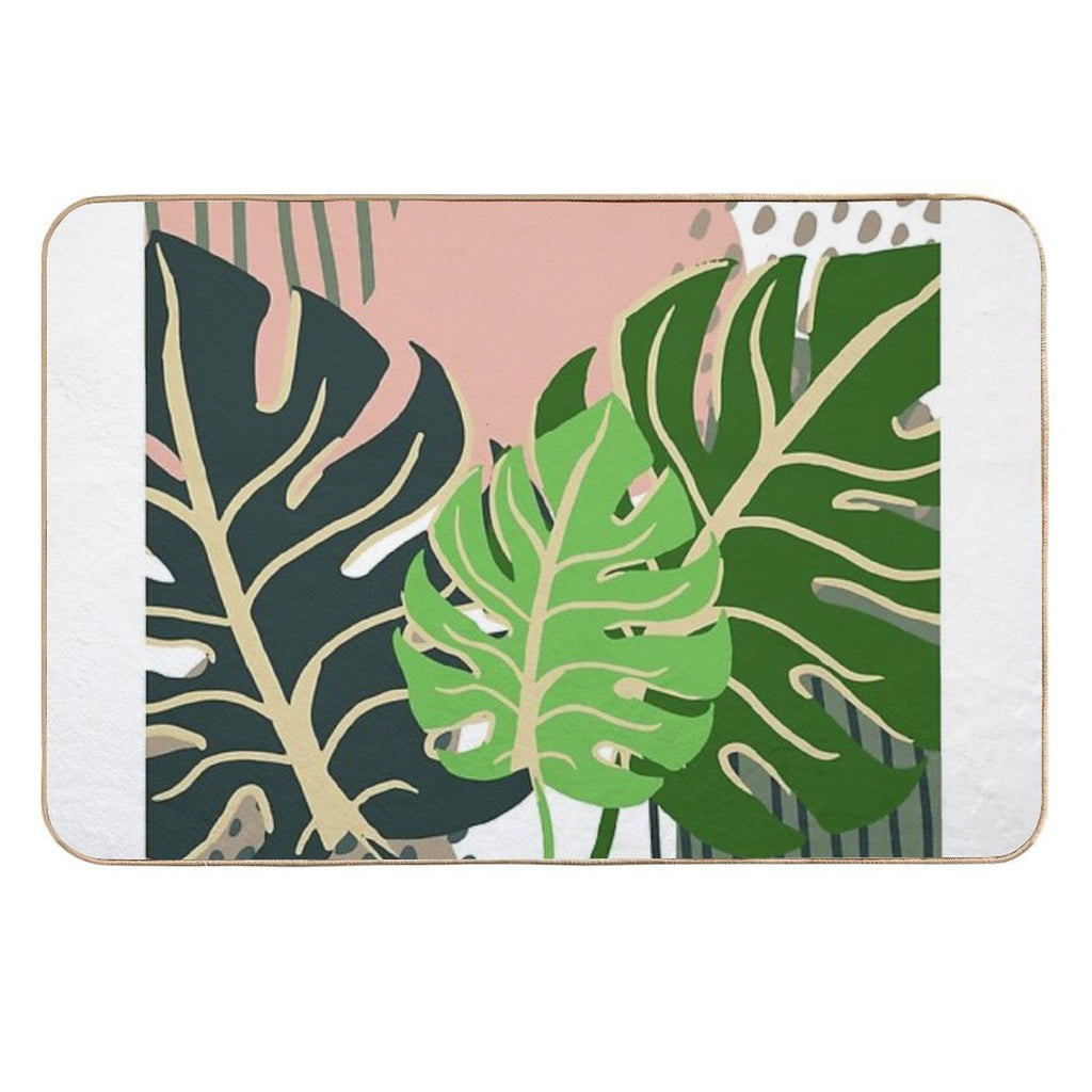 Monstera Art Abstract Durable Bath Mat
