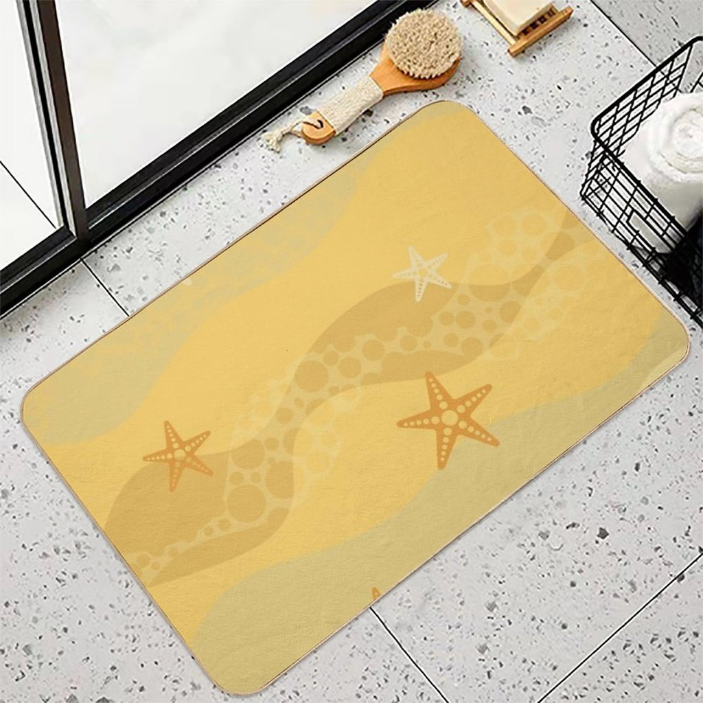Cartoon Ocean Collection. Sand Pattern with Sea Stars  Dirt-Trapping Bath Mat