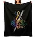 Flutist Vintage Flute Plush Throw Blanket