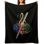 Flutist Vintage Flute Plush Throw Blanket