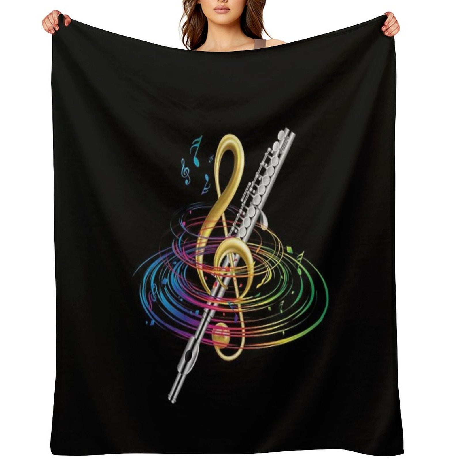 Flutist Vintage Flute Plush Throw Blanket