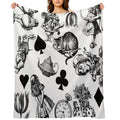 Alice's Adventures in Wonderland White Rabbit Mad Hatter Easy Care Throw Blanket