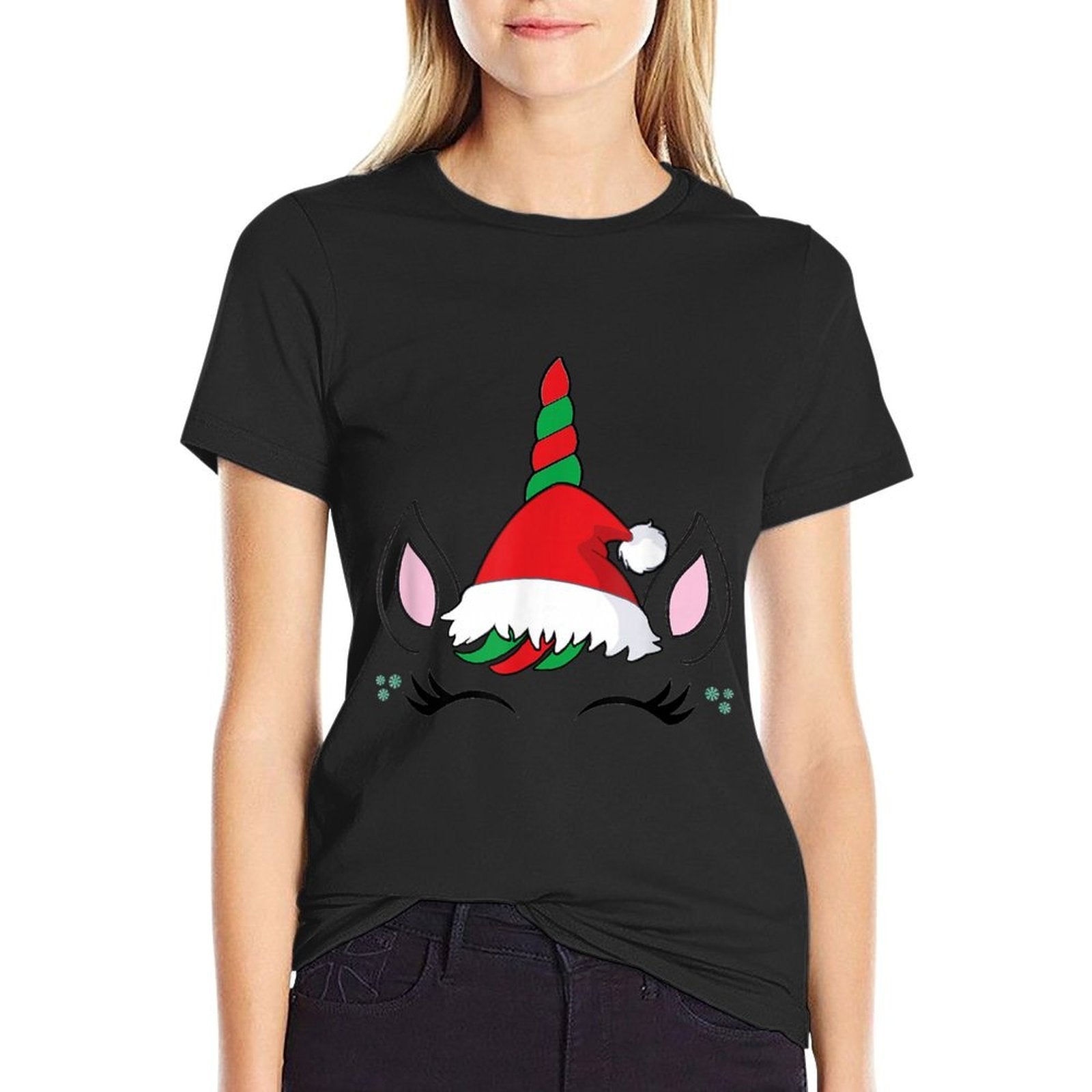 Unicorn Christmas for Girls Unicorn Santa Face Girls  Vintage-inspired T-Shirt