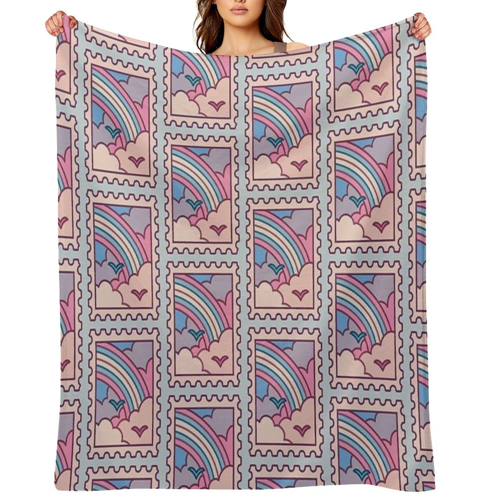 Trans Pride Stamp Plush Throw Blanket
