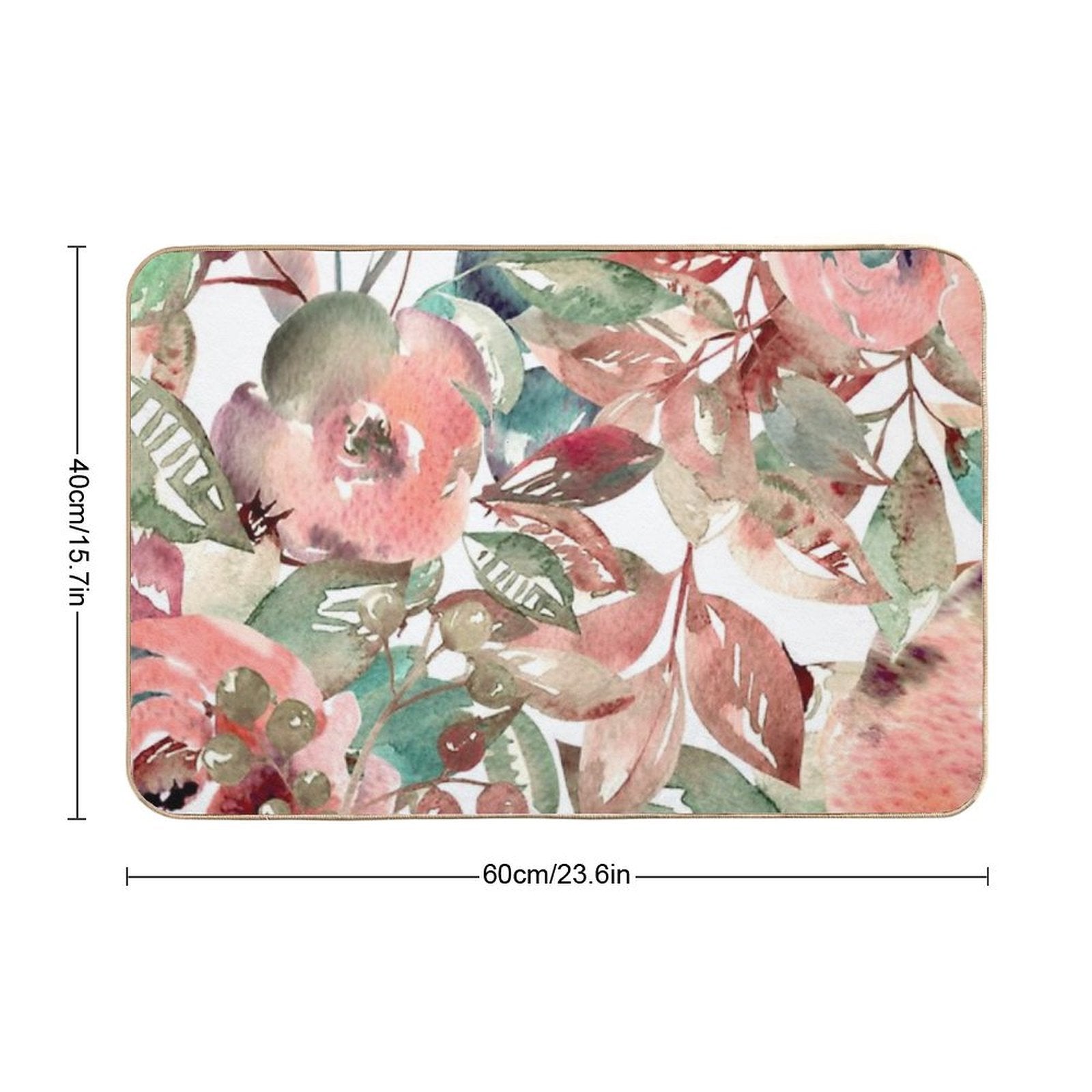 Vintage Floral Medley Pattern - Pale Pink And Green - Cottagecore  Pet-Safe Bath Mat