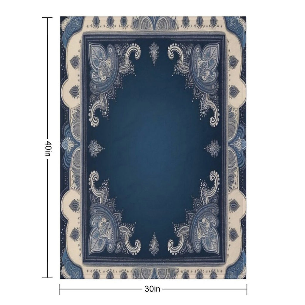 RogerPattern - Tranquil Blue Harmony A Bandana-Inspired Print Plush Throw Blanket