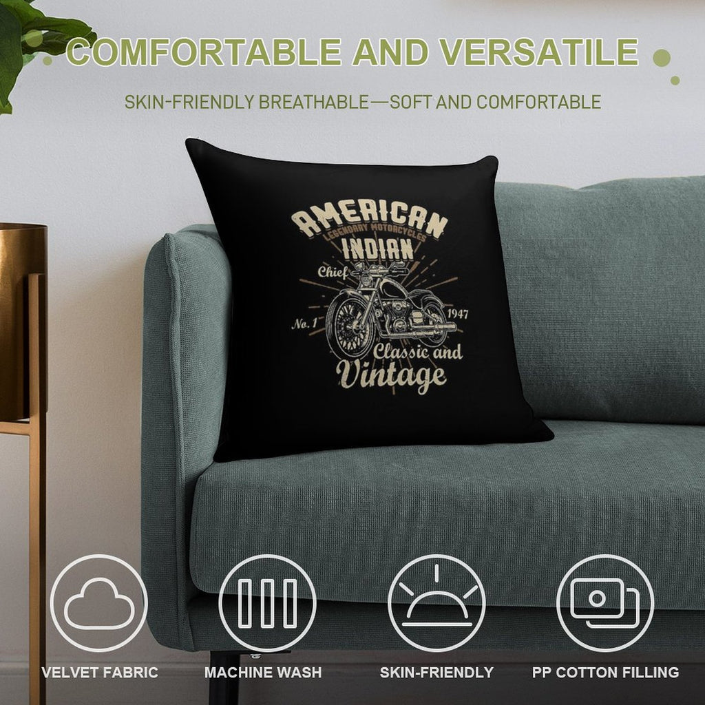 American Legendary Motorcycles Indian Chief No 1 1947 Classic And Vintage Soft Fade-Resistant Throw Pillow