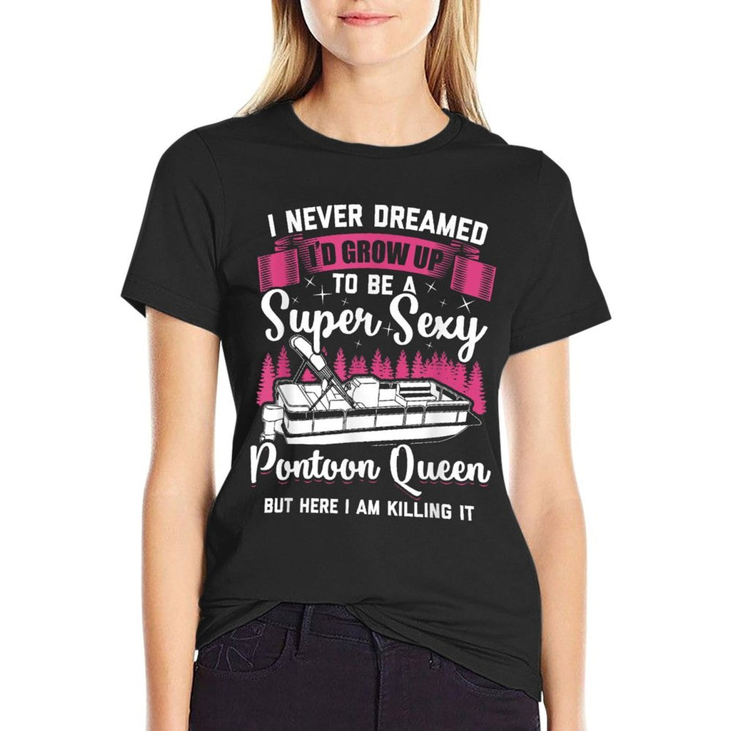 Vintage Pontoon Captain Women Funny Pontoon Queen  Moisture-wicking T-Shirt
