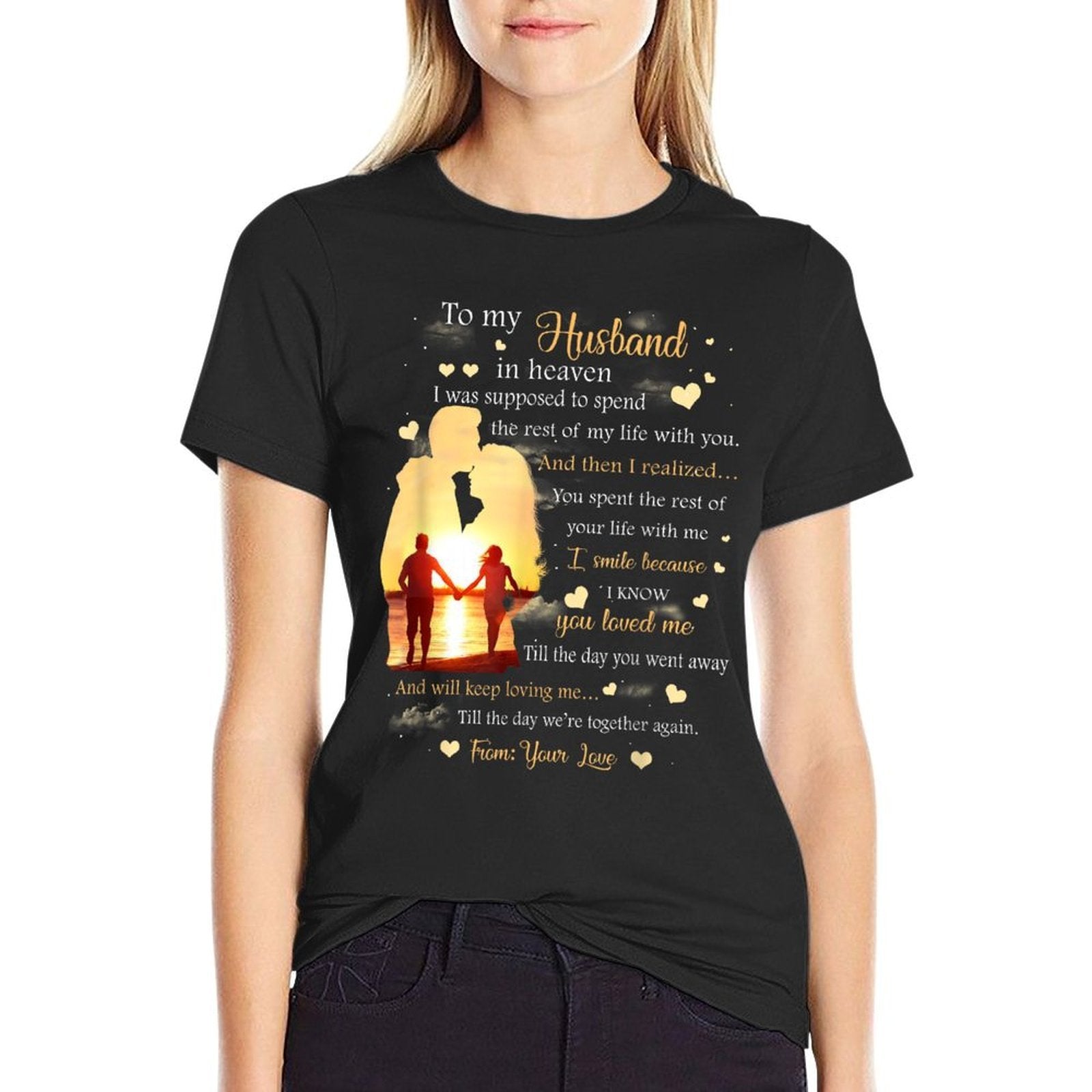 To My Husband in Heaven  High-quality Stitching T-Shirt