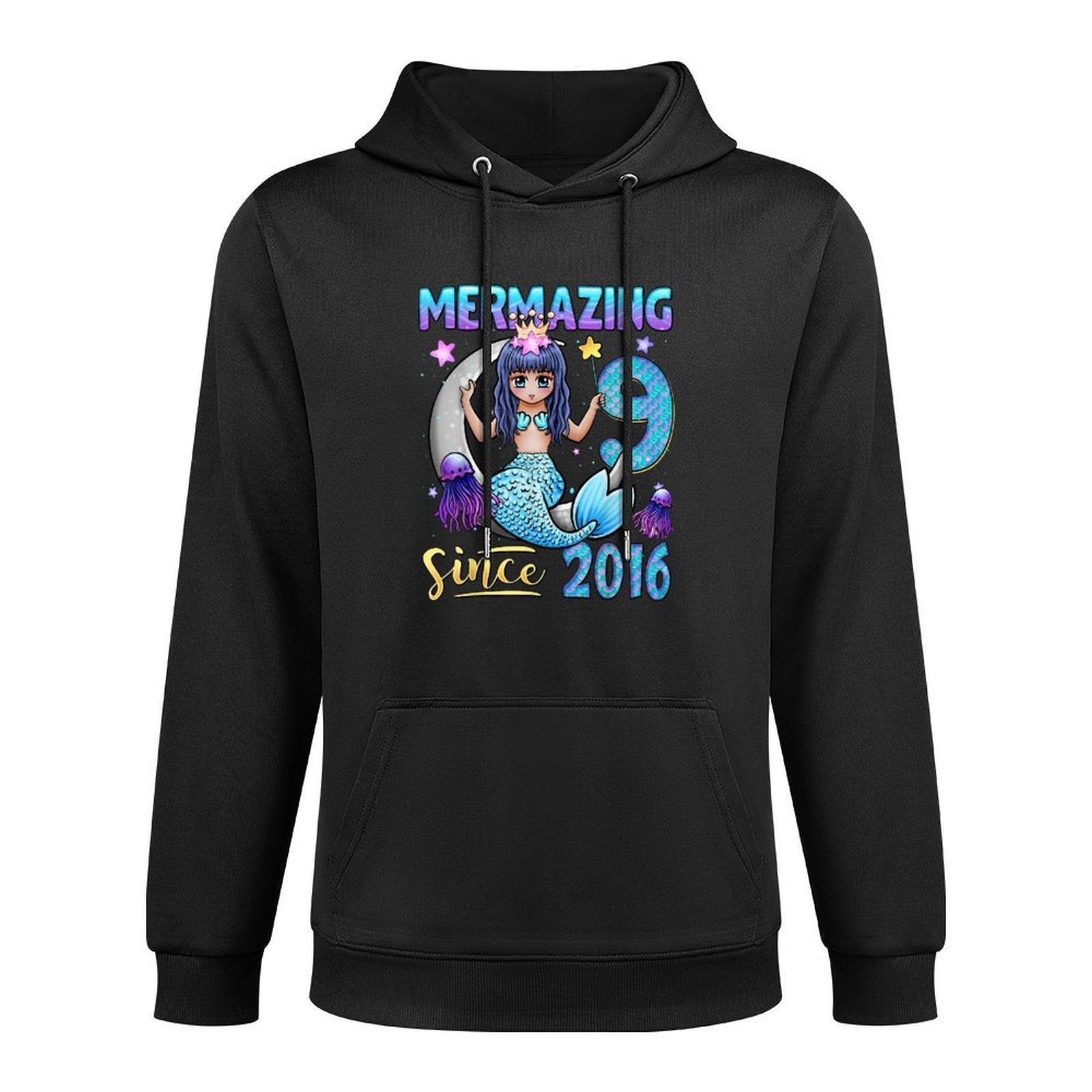 Mermaid Birthday 9 Years Old Mermaid 9th Birthday Girl Colorfast Hoodie