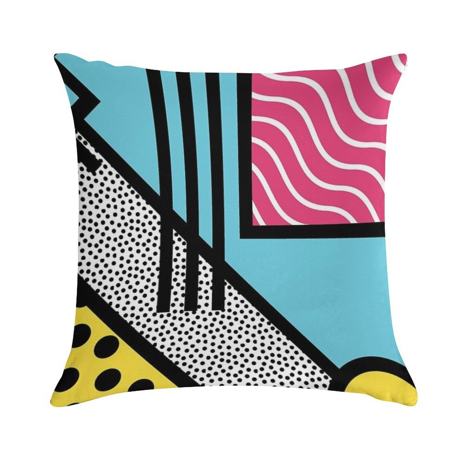 Abstract 80s Memphis Pop Art Style Graphics Soft Hidden Zipper Throw Pillow