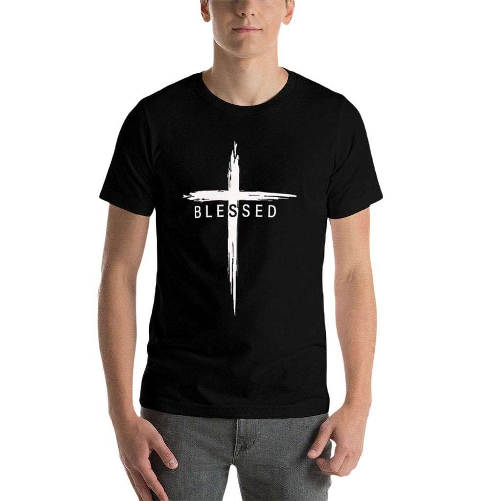 Graphic Christian Cross Jesus Christ Men Women Blessed  Tagless Design T-Shirt