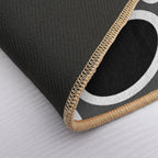 Black White And Grey Oval Pattern  Easy Maintenance Bath Mat