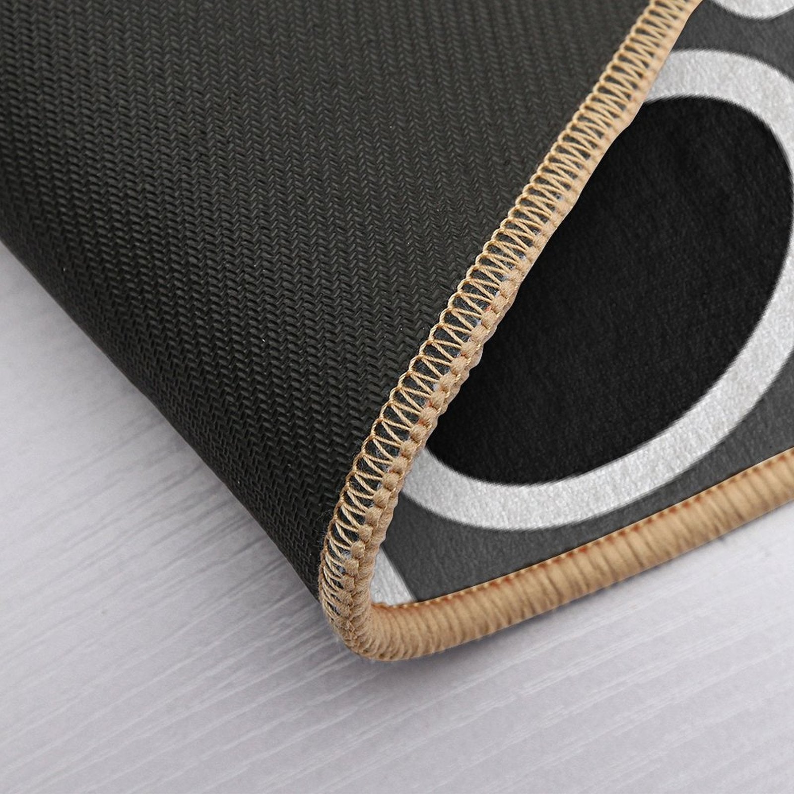 Black White And Grey Oval Pattern  Easy Maintenance Bath Mat