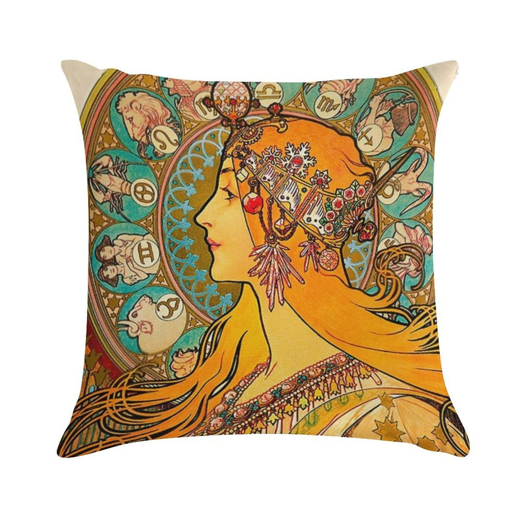 Zodiac, (1896) - Alphonse Mucha. HIGH DEFINITION Soft Home Decor Throw Pillow