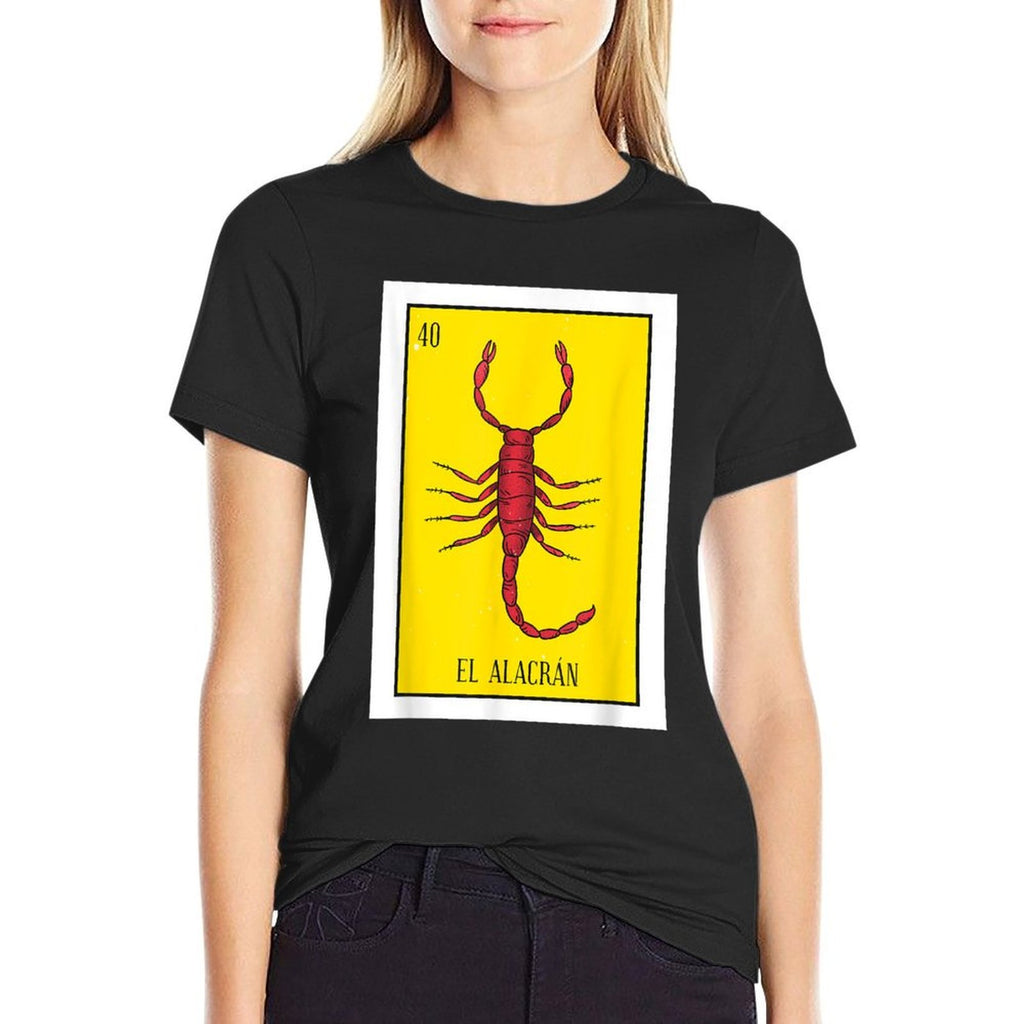 El Alacran Lottery Gift The Scorpion Card Mexican Lottery Premium  Rolled Sleeves T-Shirt