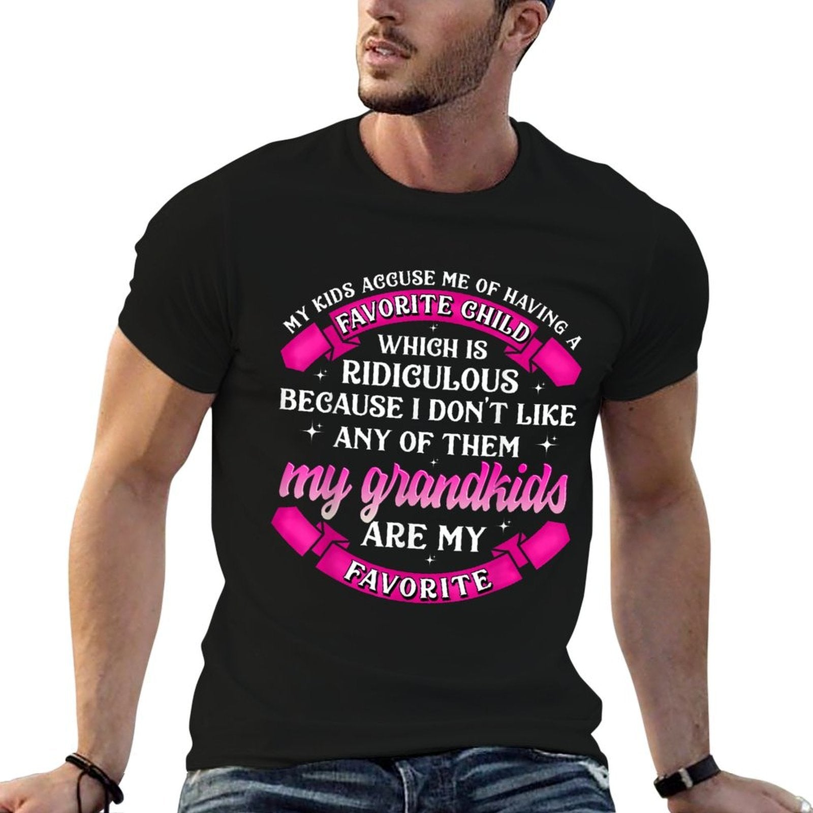 My Grandkids Are My Favorite Tshirt Funny Grandparents Gifts  Rolled Sleeves T-Shirt