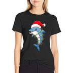 Christmas Lights Dolphin Wearing Xmas Hat - Dolphin Lover  Slim-fit Cut T-Shirt