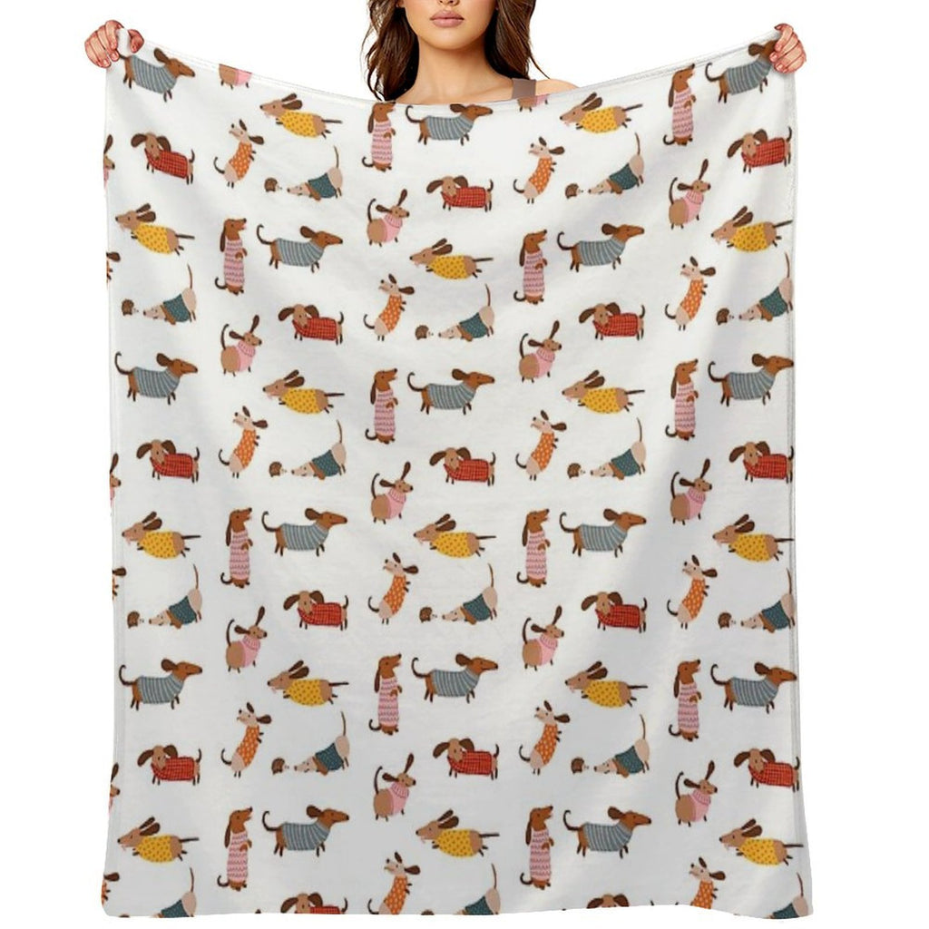 Cute Dachshunds in Winter Sweaters Multi-functional Throw Blanket