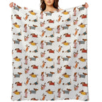 Cute Dachshunds in Winter Sweaters Multi-functional Throw Blanket